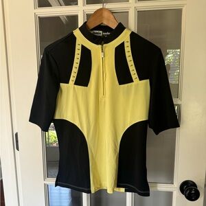 Jamie sadock yellow/black golf shirt with zipper front size medium